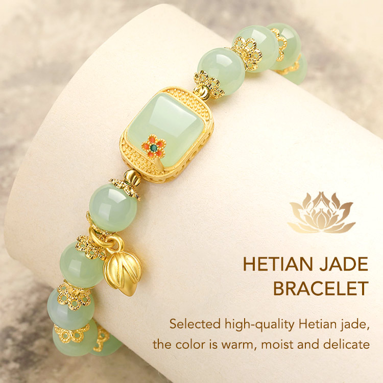 Halloween Sale-18k gold plated Sugar cube lotus and Tian jade jewelry-Do not fade-4 piece set for only ₱474 each