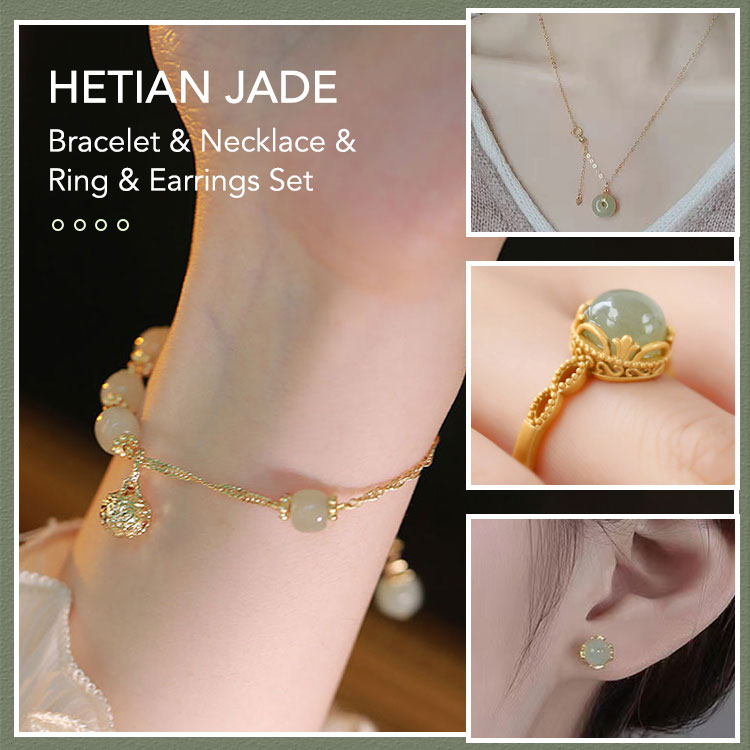 Mothers Day Promotion - Hetian Jade Bell Jewelry set -Bring you peace and happiness, wealth and longevity - The best gift for mom this Mothers Day