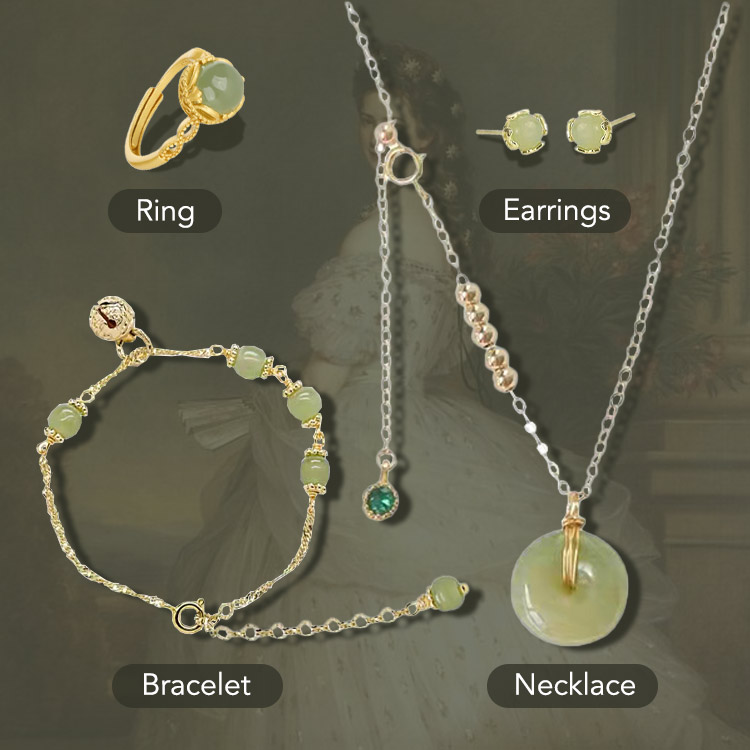 Mothers Day Promotion - Hetian Jade Bell Jewelry set -Bring you peace and happiness, wealth and longevity - The best gift for mom this Mothers Day