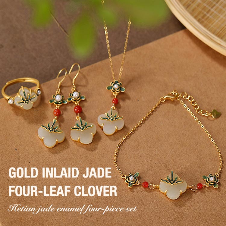 18k Gold Plated Hetian Jade Enamel Four-Piece Set-Buy 4 pieces for only ₱557 each