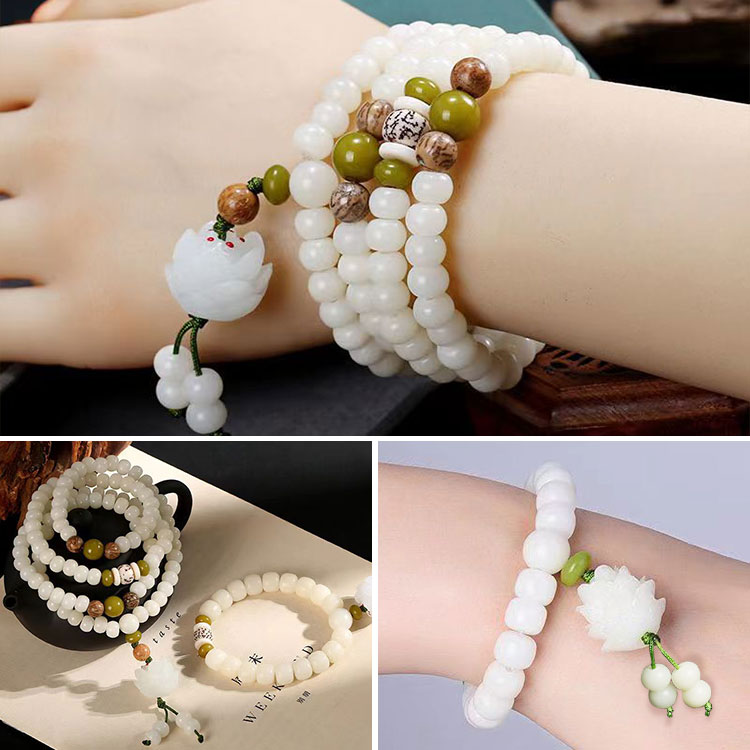 Hallowen Super Promo- Necklaces and Bracelets Natural White Jade Bodhi Beads-45% OFF