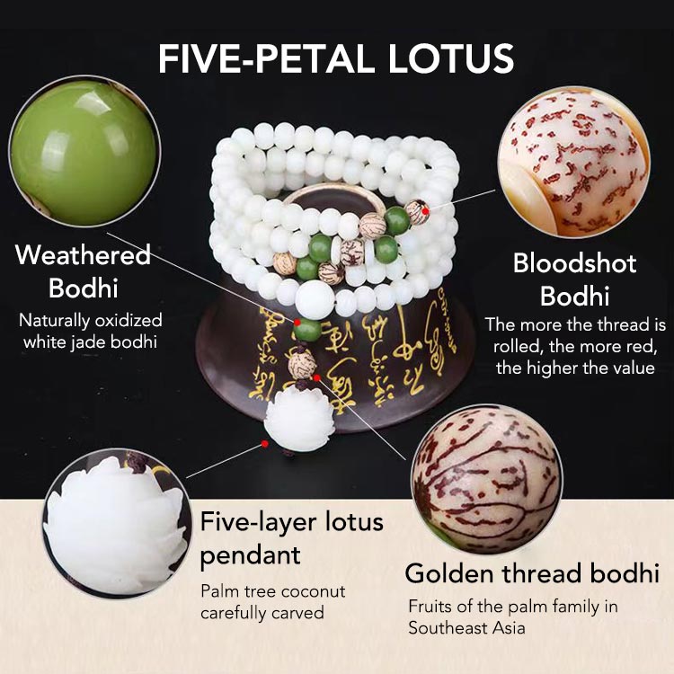 Hallowen Super Promo- Necklaces and Bracelets Natural White Jade Bodhi Beads-45% OFF