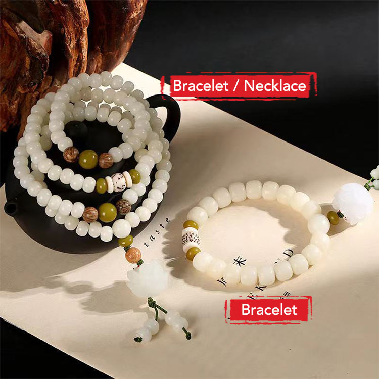 Hallowen Super Promo- Necklaces and Bracelets Natural White Jade Bodhi Beads-45% OFF