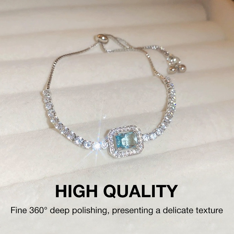 7.7 Super Sale-Add ₱200 get bracelet - Luxurious Blue Diamond Necklace. With free jewelry box