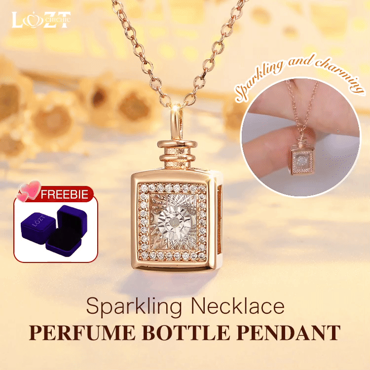 Sparkling Perfume Bottle Pendant Necklace - Sway and Jump with Eternal Shine. Never Fades - Free jewelry box