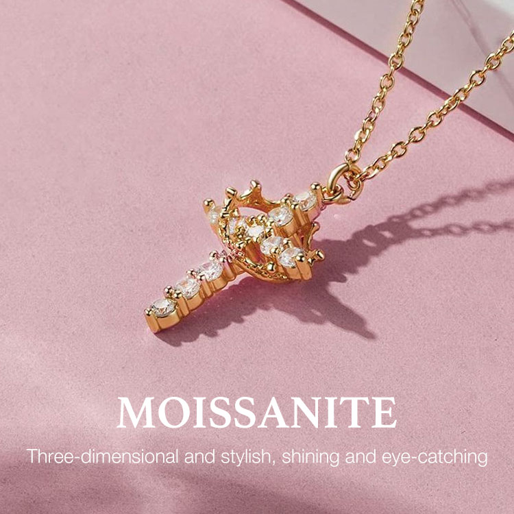 second one only 299 - Sterling Silver Moissanite Cross Pendant Unisex Necklace - Gra certificate, Free Gift box