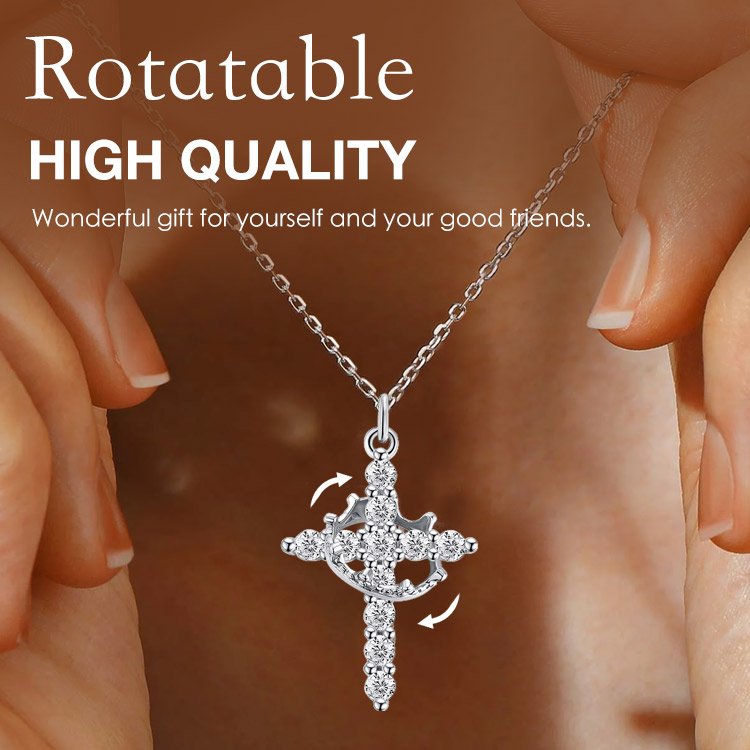second one only 299 - Sterling Silver Moissanite Cross Pendant Unisex Necklace - Gra certificate, Free Gift box