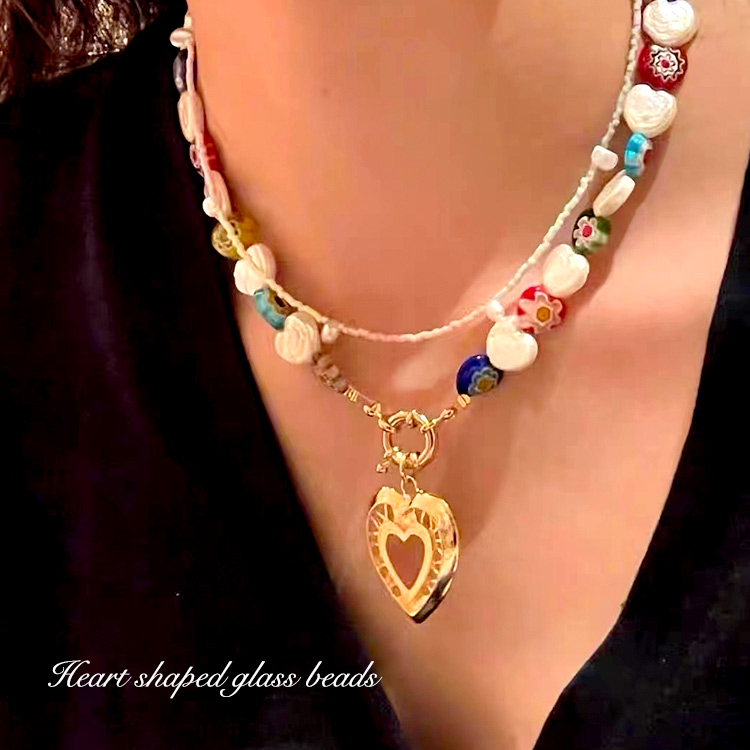 Korean Star With The Same Flower Glass Love Pearl Necklace